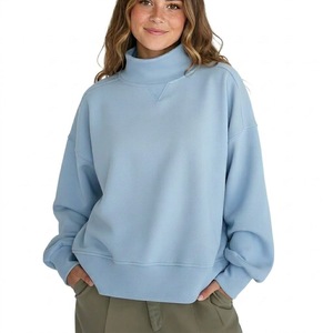 Women Mockneck Sweatshirt Printed Front Polyester Cotton High Quality OEM ODM Service Soft Fabric Casual Winter Wear Fashion <b>Top</b> - Product Image 1