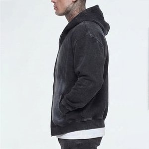 Sweat-shirt zippé à capuche oversize pour homme, en coton French Terry, dégradé de couleurs, avec poches, style décontracté pour l'automne – Vente en gros - Product Image 4