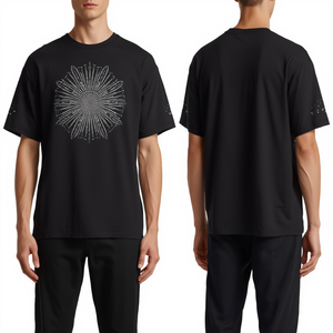 Camiseta de Lujo para Hombre, Negra, con Pedrería, Tejida, de Algodón Grueso y Suave, Talla Grande, en Oferta - Product Image 4