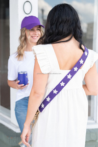 Sac vintage violet et blanc à étoiles perlées, imperméable, avec crochet, taille personnalisée, bandoulière, broderie, tendance, écologique - Product Image 2