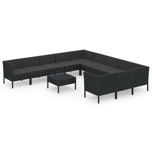 Conjunto de Muebles de Jardín de Ratán PE Negro con Acero con Recubrimiento en Polvo, Elegantes Muebles de Exterior - Product Image 2
