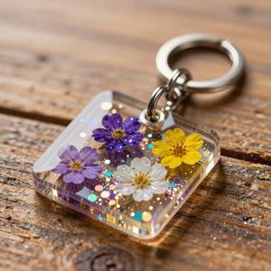 High Quality Handmade Resin <b>Key</b> Ring With New Design And Glitter Stylish Gift For Girls Women - Product Image 3