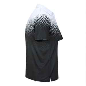 Chemise de golf pour homme, décontractée, à manches courtes, imprimé par sublimation, séchage rapide, respirante, design sportif, coupe classique, noir et blanc - Product Image 2