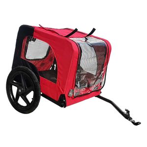 Remorque pliable rouge pour vélo, pour chiens, utilisation extérieure, avec réflecteurs et drapeau de sécurité inclus, transporteur pour animaux de compagnie - Product Image 1