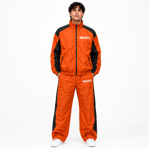 <b>Men's</b> Orange <b>Black</b> Windbreaker Tracksuit Set Lightweight Sports <b>Jacket</b> Jogger Pants Streetwear Training <b>Suit</b> - Product Image 1