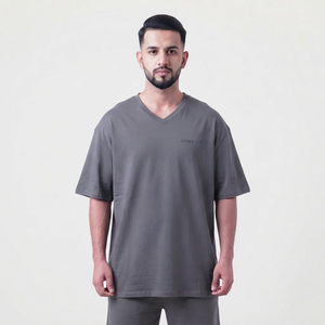T-shirt Homme en Coton Uni de Haute Qualité, Grammage Lourd, Coupe Oversize, Personnalisable par Impression et Broderie, T-shirt Élégant Gris Anthracite - Product Image 1
