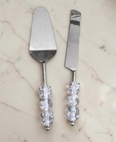 Ensemble de couteaux à gâteau de luxe en acier inoxydable plaqué or, miroir, écologique, résistant à la chaleur, compatible lave-vaisselle, cristal