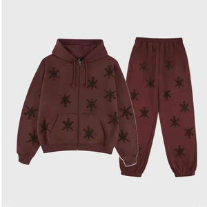 Ensemble de survêtement respirant pour homme avec strass, personnalisable, comprenant un sweat à capuche à double taille et un pantalon évasé - Product Image 3