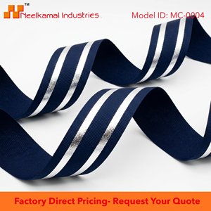 Neelkamal Industries 25mm Navy Blue Silver Metallic Ribbon Decorative Trim for Gift Wrapping Premium Packaging & Crafts - Product Image 6