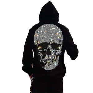 Hombres Moda Sudadera con capucha Rhinestone gráficos Imprimir Pull Over Sudadera con capucha ropa Sudaderas con capucha Goth Sudadera de manga larga Top de gran tamaño - Product Image 1