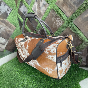 Bolsa de Viaje de Cuero Genuino con Pelo, Ligera, con Cierre de Cremallera, Gran Capacidad, Bolsillo para Zapatos, Personalizable OEM LHODB-0044 - Product Image 1