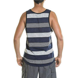 Camiseta sin mangas de algodón a rayas para hombre con logo personalizado, chaleco casual de verano sin mangas, ropa de playa transpirable, camiseta sin mangas ajustada a la moda. - Product Image 4
