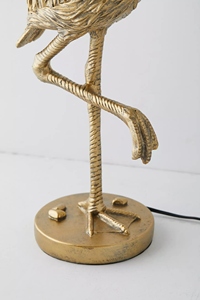 Modern Luxury Gold Flamingo <b>Table</b> Lamp Teal Fabric Shade Animal Sculpture Art Deco <b>Bedside</b> Living Room Home Decor Light - Product Image 3