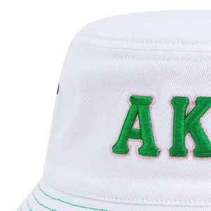 AKA White Bucket <b>Hat</b> Green Embroidered Letter Cotton Cap Adjustable Casual Fashion Outdoor Streetwear <b>Sun</b> Protection <b>Hat</b> for <b>Men</b> - Product Image 4