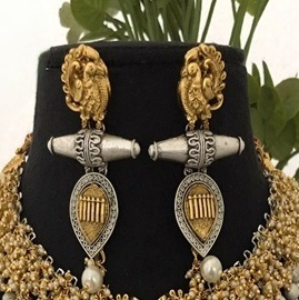 Maravilloso Conjunto de Collar y Aretes Polki Chapados en Oro de Primera Calidad para Mujeres y Niñas, para Bodas y Fiestas, Uso Tradicional - Product Image 2
