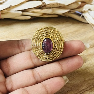 Latest Design Boho Amethyst Statement <b>Rings</b> Brass <b>Rings</b> For Women 18k <b>Gold</b> Plated Tribal Swirl <b>Cocktail</b> Jewelry Wholesale/OEM - Product Image 2