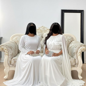 New Arrival Women Abaya Loose Waist <b>Big</b> Wing Long Dress <b>Bow</b> Decoration Stand Collar Flare Sleeves Women Abaya - Product Image 2