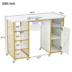Table à <span class=keywords><strong>ongles</strong></span> texture marbrée 2026 en stock depuis l'entrepôt américain, avec aspiration électrique intégrée, coussin de poignet et armoire - Product Image 2