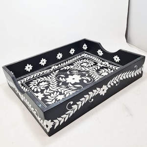 Bandeja para servir con incrustaciones de hueso hechas a mano, elegante diseño de incrustaciones naturales, bandeja de madera decorativa, bandeja artesanal única perfecta - Product Image 3