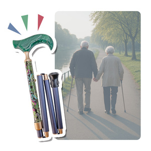 Bastón ligero ajustable de aluminio de 5 secciones con agarre acrílico similar al mármol - Product Image 6