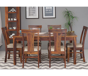 Ensemble de table et chaises de salle à manger modernes avec dossier long, 6 chaises, table de salle à manger avec plateau en bois, qualité supérieure - Product Image 1