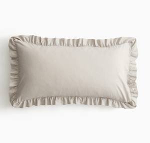 Housse de coussin à volants 100 % coton tissé couleur unie, style ferme, décorative, 18x18 pouces, pour canapé - Product Image 3