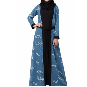 Abaya musulmane moderne décontractée en satin de luxe pour femmes, style Dubaï, modeste, longue, à manches longues, avec broderie perlée - Product Image 1