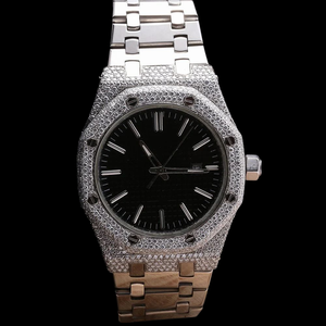 Reloj de Pulsera de Acero Inoxidable con Esfera Negra y Diamantes Moissanite de la Mejor Calidad, para Hombre, Joyería Lujosa Personalizada y Única - Product Image 4
