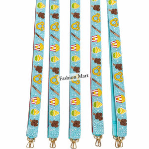 Correa de Bolso Personalizada Hecha a Mano con Cuentas, Diseño Lindo de Palomitas y Helado, Correas de Repuesto para Bolsos con Ganchos Dorados - Product Image 1