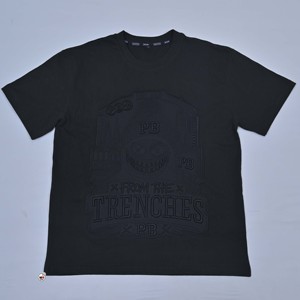 Camisetas de Hombre al por Mayor de Alta Calidad, Negras con Calavera en Relieve, Manga Corta, Cuello Redondo, Estilo Urbano, Corte Regular, 100% Algodón Jersey - Product Image 3