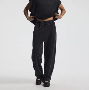 Vintage Street Wax Printing Acid Washed Wide Leg <b>Sweatpants</b> Pure Cotton Worn Out Curved Knife Joggers Pants Men <b>Oversized</b> - Product Image 2