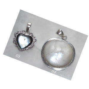 จี้เงินรูปเปลือกหอยประดับมุก ลายเปลือกหอย สีเงินขาว ขนาด 20x15 มม./35 มม.x28 มม. - Product Image 2