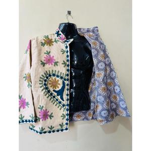 Chaqueta Bomber de Algodón Tejida a Mano con Cuello Mao, Manga Larga, Estampado Floral, para Invierno y Otoño, Corta, de Lona Ecológica - Product Image 3