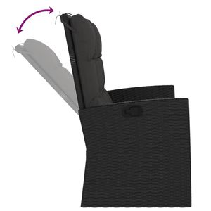 Banc de jardin rectangulaire en rotin PE noir 2 places - Product Image 6