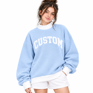 Sudadera Oversize Blanca de Cuello Alto para Mujer, Hombros Caídos, Manga Larga, Color Sólido, Tejida, Casual, para Otoño - Product Image 6