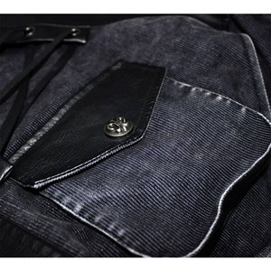 Gilet da Uomo in <span class=keywords><strong>Ecopelle</strong></span> con Design Asimmetrico e Accenti Gotici, Dettagli con Lacci e Fibbie Argentate, Personalizzabile all'Ingrosso - Product Image 5