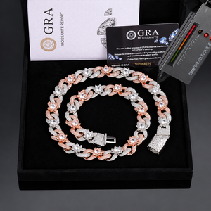 GRA Moissanite Flower Link Chain <b>Necklace</b> Micro Pave Rose Gold <b>Silver</b> Hip Hop Iced Out Jewelry - Product Image 4