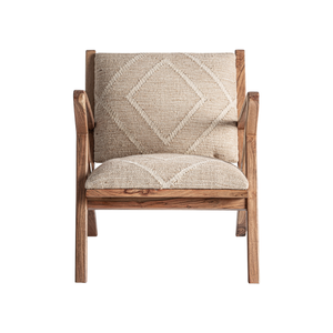 Mid Century Modern Accent Chair Solid Teak Upholstered Lounge Chair Geometric Natural Wood <b>Frame</b> Indoor Hospitality Furniture - Product Image 3
