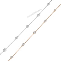 Bracelet classique en diamants, or blanc/jaune 14 carats, chaîne en forme de trèfle, bijoux fins pour femmes, clarté VVS, anniversaire