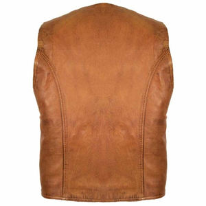 เสื้อกั๊กหนังผู้ชายกันน้ำสำหรับฤดูหนาวแบบกำหนดเองได้ พร้อมรายละเอียดกระดุม บริการ OEM หนังแท้ ปิดด้วยซิป เสื้อคลุมสำหรับใส่ด้านนอก - Product Image 3