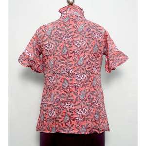 เดรสสั้นคอตั้งพิมพ์ลายดอกไม้ แขนพอง แต่งระบาย ผ้าฝ้าย 100% ซักได้ ทรงตรง สวยหวานทุกแบบ - Product Image 6