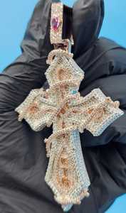 Colgante de cruz de moissanita totalmente engastado, estilo HipHop, de fe cristiana, joyería de moda para raperos, colgante religioso para regalo - Product Image 3