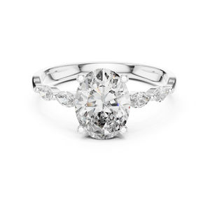 Bague en or jaune 14 carats avec diamants ovales et marquises cultivés en laboratoire pour femmes |   Vêtements de bureau |   Nouveau diamant cultivé - Product Image 3