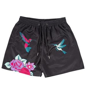 Shorts en maille pour hommes de haute qualité professionnels, design personnalisé, séchage rapide, motif floral et crâne à la mode, logo gravé au laser - Product Image 5