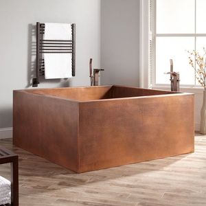 Bañera de Cobre Rectangular Moderna y Elegante, de Doble Pared, con Acabado Martillado, Independiente, sin Juntas, de Lujo, Ecológica y Duradera. - Product Image 3