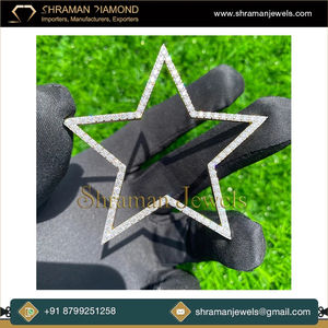 Colgantes y Dijes de Plata 925 Personalizados con Diseño Geométrico de Estrella Grande y Diamantes Cultivados en Laboratorio, Joyería Fina Hip Hop Cristiana para Fiestas - Product Image 2