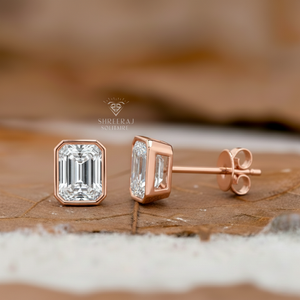 Pendientes de Oro Sólido de 14k y 18k con Diamantes de Esmeralda Cultivados en Laboratorio con Certificación IGI GIA HPHT CVD VVS1, Corte Esmeralda, Cierre de Rosca, 1, 2, 3 Quilates - Product Image 5