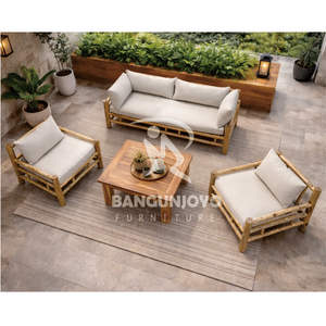 Ensemble contemporain en bois massif Teak Branch, table basse et canapé-lit pour usage extérieur - Product Image 3