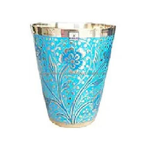 Vasos de Metal con Color naranja, Material de latón, copa de vidrio de agua con hermoso diseño de grabado, parte superior y Base - Product Image 3