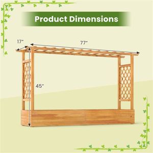 Jardinera elevada de madera de base abierta con enrejado y techo plano para plantas trepadoras, vegetales y flores - Producto de enrejado y puertas para cercas - Product Image 2